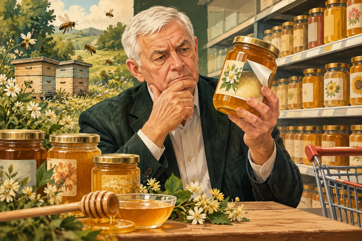 Ilustrație: Valeriu Tabara: etichete false pe borcanele cu miere